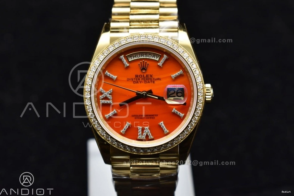 Best Edition Carnelian on Dial Date Red Bracelet YG 36 1:1 A2836 YG Day RAF 1202